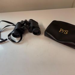 Vtg Selsi Made In Japan 70’s 7X35 Wide Angle Binoculars With Leather Carrying Bag