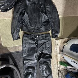 Leather Motorcycle Padded Jackets Pants 