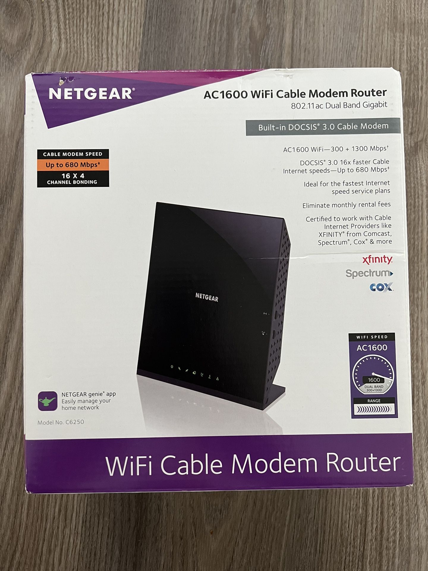 Netgear Ac1600 wifi cable modem Model - C6250