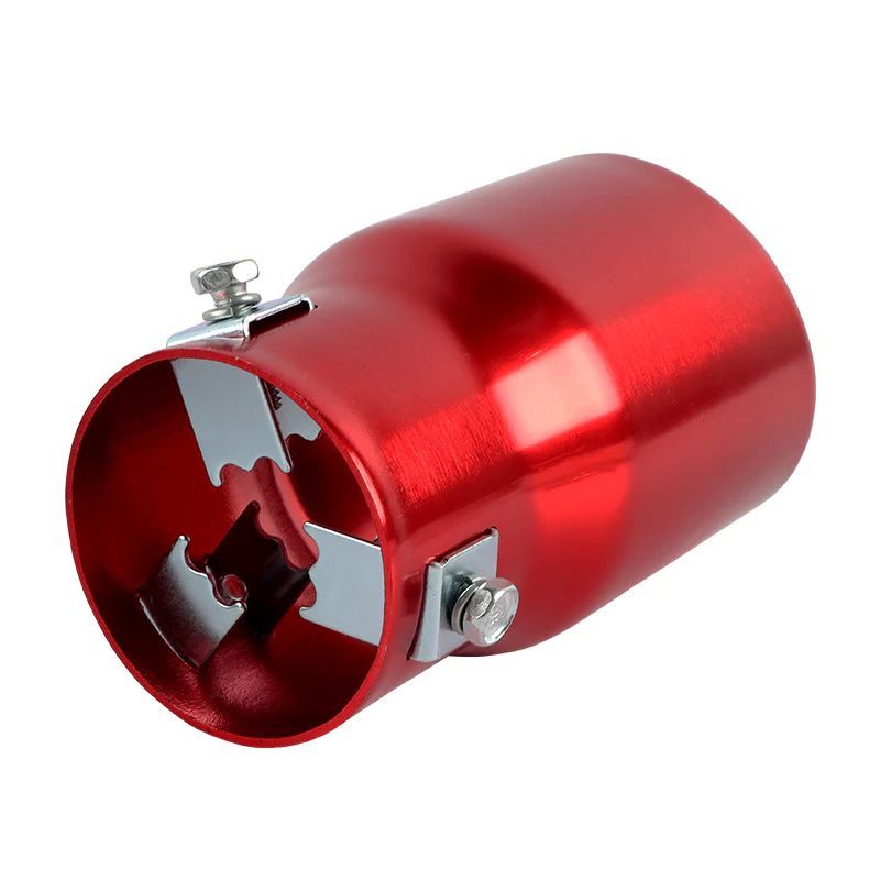 Brand New Universal Red Single Round Shape Car Exhaust Muffler Tip Straight Pipe 63mm 2.5‘’ Inlet