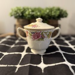 Cunningham&Pickett  Homer Laughlin Floral 22KtGold Greenbriar Sugar & Creamer