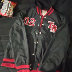 NWT True Religion Men’s Black Red Varsity Tiger Hooded Jacket Size 2XL
