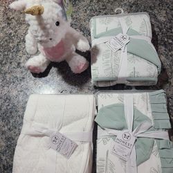 Honest Baby Quilt, Blankets And Plush Rattle