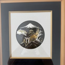 Vintage Japanese Mount Fuji Temple Wall Art