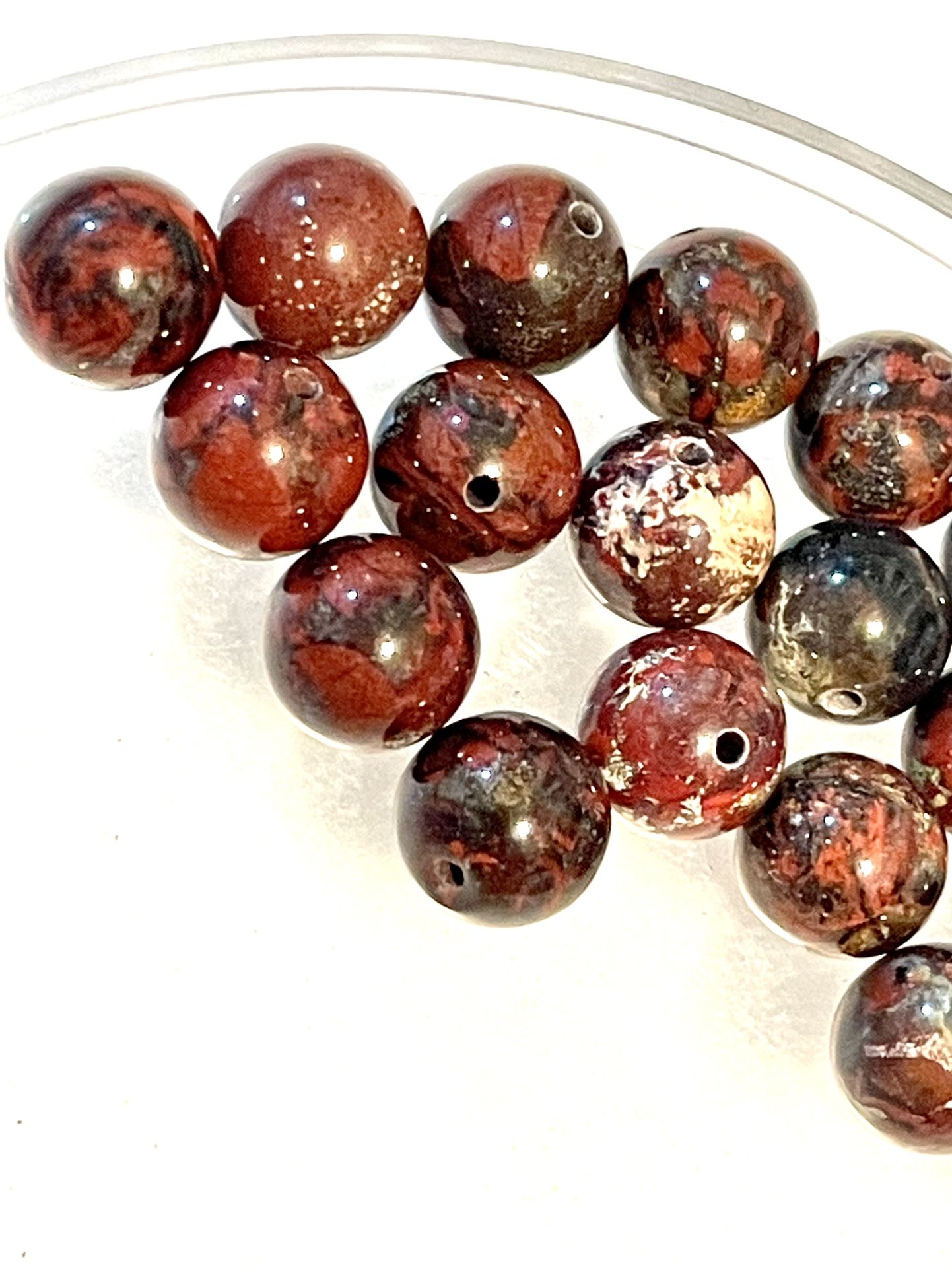 Lot Of 22 Poppy Jasper Beads