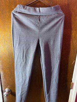 Gray Plaid Slim Dress Pants