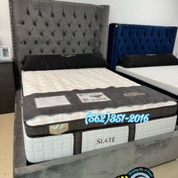 Queen Velvet Bed Frame Only Q