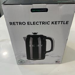Servappetit Black Retro Style SERV Corded Electric Water Kettle 1.7L Teapot NIB