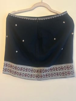 Black Embroidered Mini Skirt
