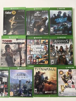 Xbox One Game Lot Grand Theft Auto V Fallout 76 Assassin’s Creed, Syndicate Tomb Raider, Definitive Edition Need for Speed Jurassic World Evolution Ti