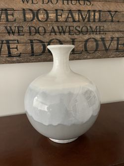 Crate And Barrel Vase (Navy, Gray, White) Glazed