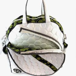 Cinda B Tennis Racket Quilted Gray Bag With Shoulder Strap 