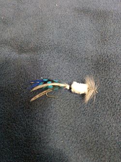 White, Grey, & Blue Fishing Fly