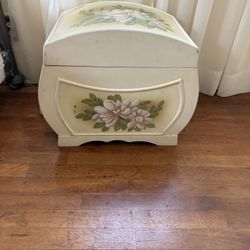 Vintage Hand-Painted Wooden Jewelry Chest w/ Smaller Hidden Chests