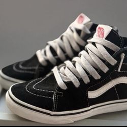 Vans Sk8-Hi Black White Size 3Y Youth Kids High Top Skate Shoes Classic