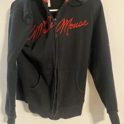 1099. Disney Parks Ladies Minnie Mouse Fleece Jacket With Ears As A Hood!  Size Medium. $20