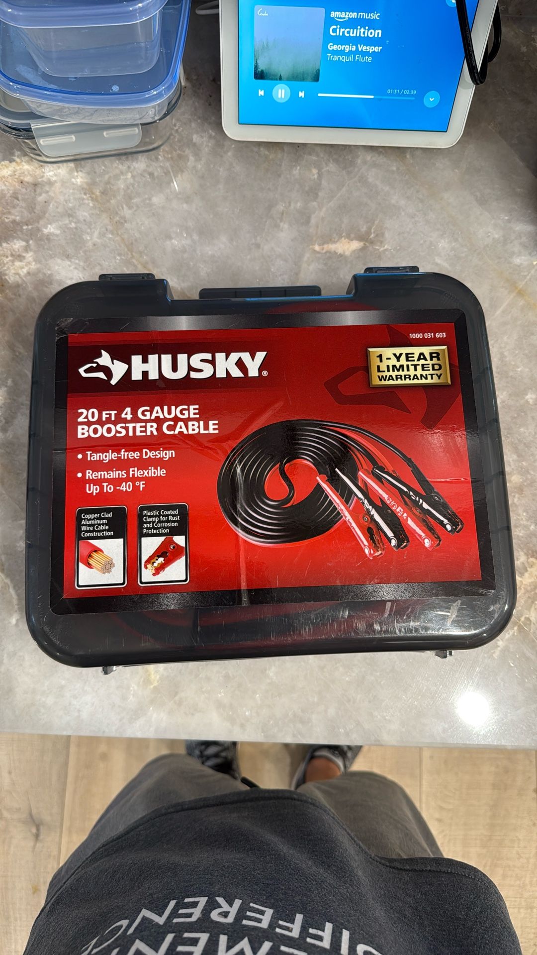 Husky 20ft 4 Gauge Booster Cable