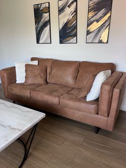 Set of 2 Matching Caramel Sofas - Excellent Condition