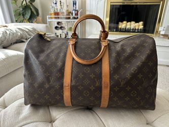 Authentic Keepall Duffle Vintage Leather No  Bandolire Strap Size 50