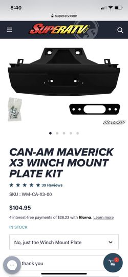 Can Am X3 Winch Mount Plate Kit