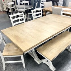 New 78” Table / 4 Chairs / Bench