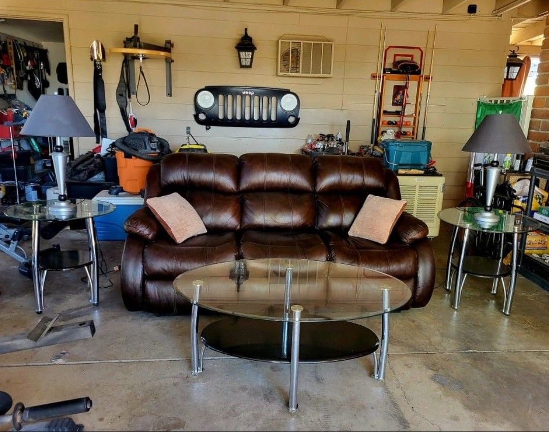 Set Of Coffee Table, Side Tables And Lamps