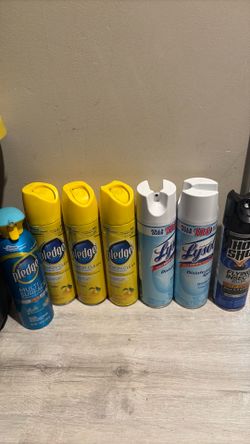 Pledge and Lysol cleaners