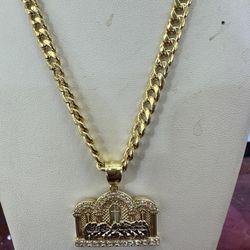 14k Gold Miami Cuban Link Chain w Last Supper