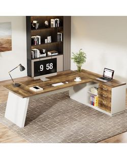 BYBLIGHT Capen 78.7 in. L-Shaped Executive Desk | SaleSumo INSANE DEAL (FIRM)