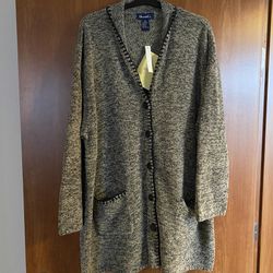 Denim & Co Long Sleeve Button Up Long Cardigan Sweater 3XL