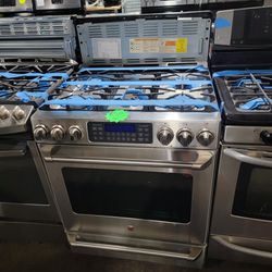 GE Slide-in 5-burners Gas Stove Stainless Steel Working Perfectly 4-months Warranty 
