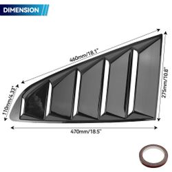 BRAND NEW 2PCS FORD MUSTANG 2015-2023 Glossy Black Side Window Scoop Quarter Louver Cover