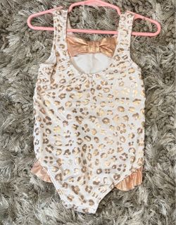 Penelope Mack Rose Gold Metallic Leopard Swimsuit Size 4T