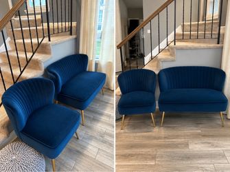 Velvet Sofa And  one Accent Chair