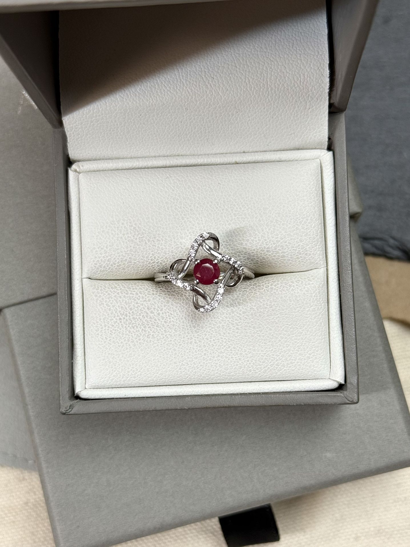 925 Sterling Silver Ruby Infinity Ring