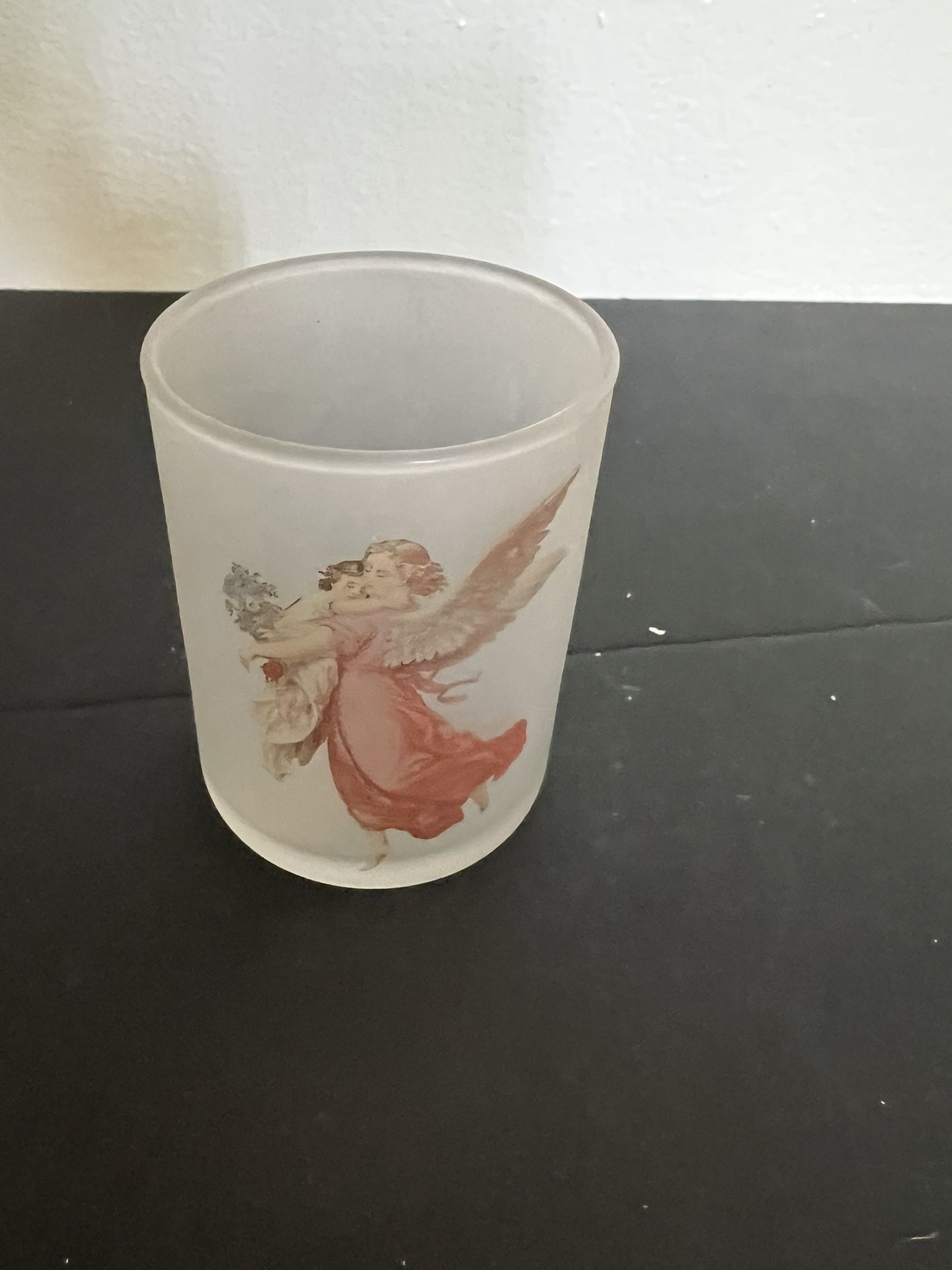 Frosted glass votive / tea-light Angel candle holder For Christmas/Holidays/religious events