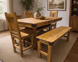 Rustic Counter Height Dining Table 6 Pc