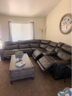 Dark gray sectional 3 recliners