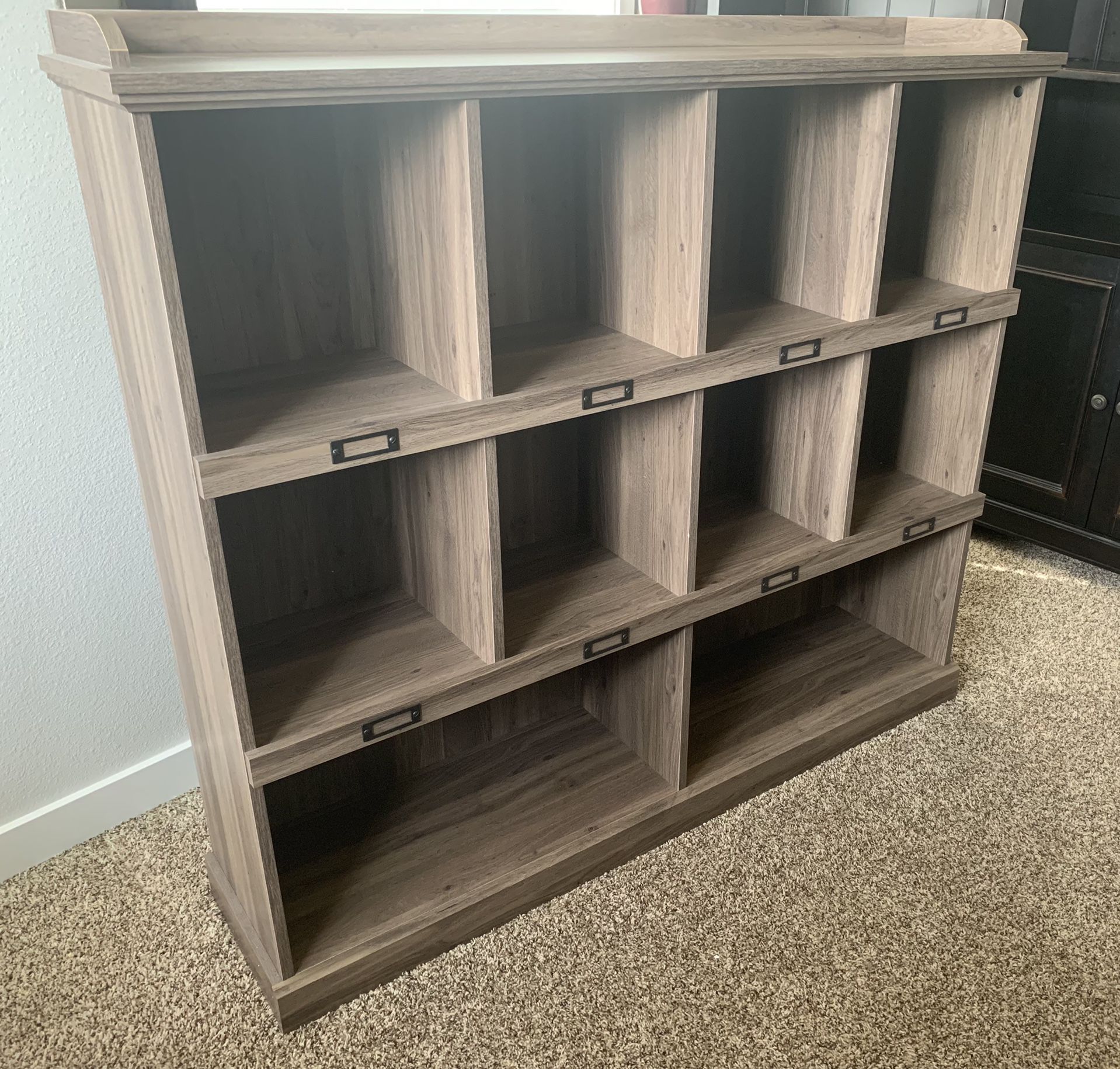 Large Media Cabinet Book Shelf Storage Grey Gray Wood MDF