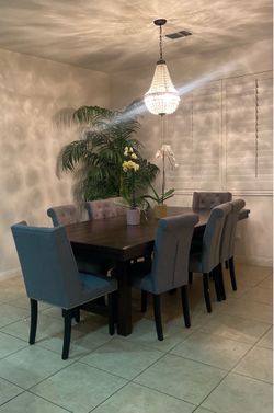 8 chairs and solid wood dining table
