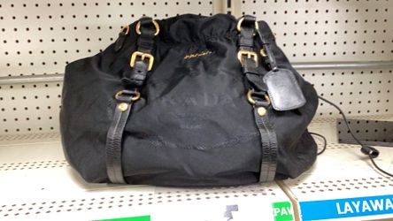 Prada Nylon Jacquard Logo Tote Bag authenticated by Entrupy