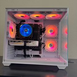 Custom Whiteout Ryzen RTX Gaming PC Computer – RTX 5060, Ryzen 5 5500, 24GB RAM, 1TB NVMe + 4TB HDD