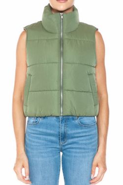 High neck zip up outerwear vest