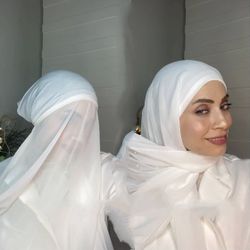  instant chiffon hijabs with jersey innercap add tie string Muslim women shawls, 