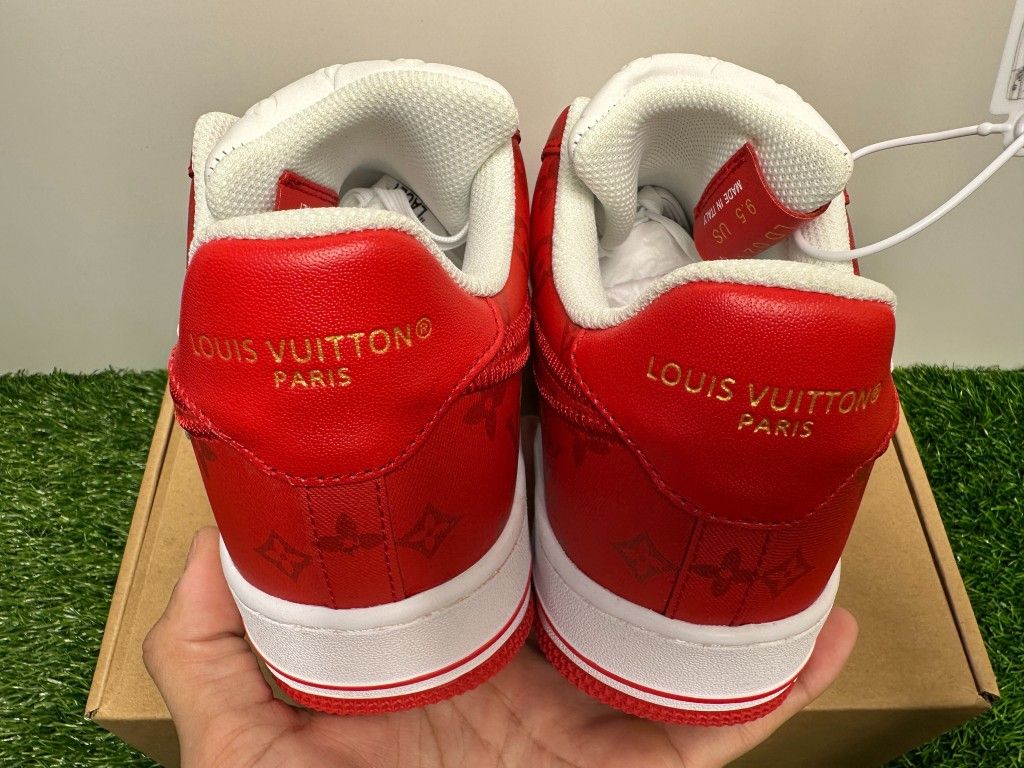 LOUIS VUITTON LV NIKE AIR FORCE LOW AF1 VIRGIL RED NEW SALE