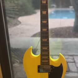 Neon Green Electric Guitar w/ Green Strings