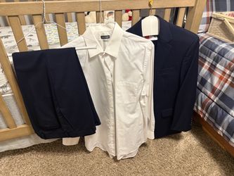 Navy Suit Set with White Dress Shirt