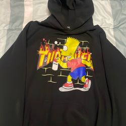 Thrasher Hoodie Sweater Custom With BART Simpson 