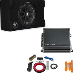 KICKER 12" Comp Subwoofer in Down Firing Enclosure with Amplifier & Wire Kit