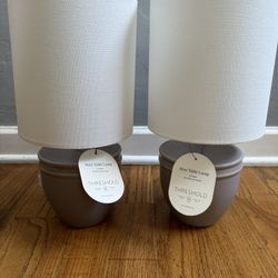 NEW Set of 2 Threshold Ceramic Mini Table Lamps READ DESCRIPTION 